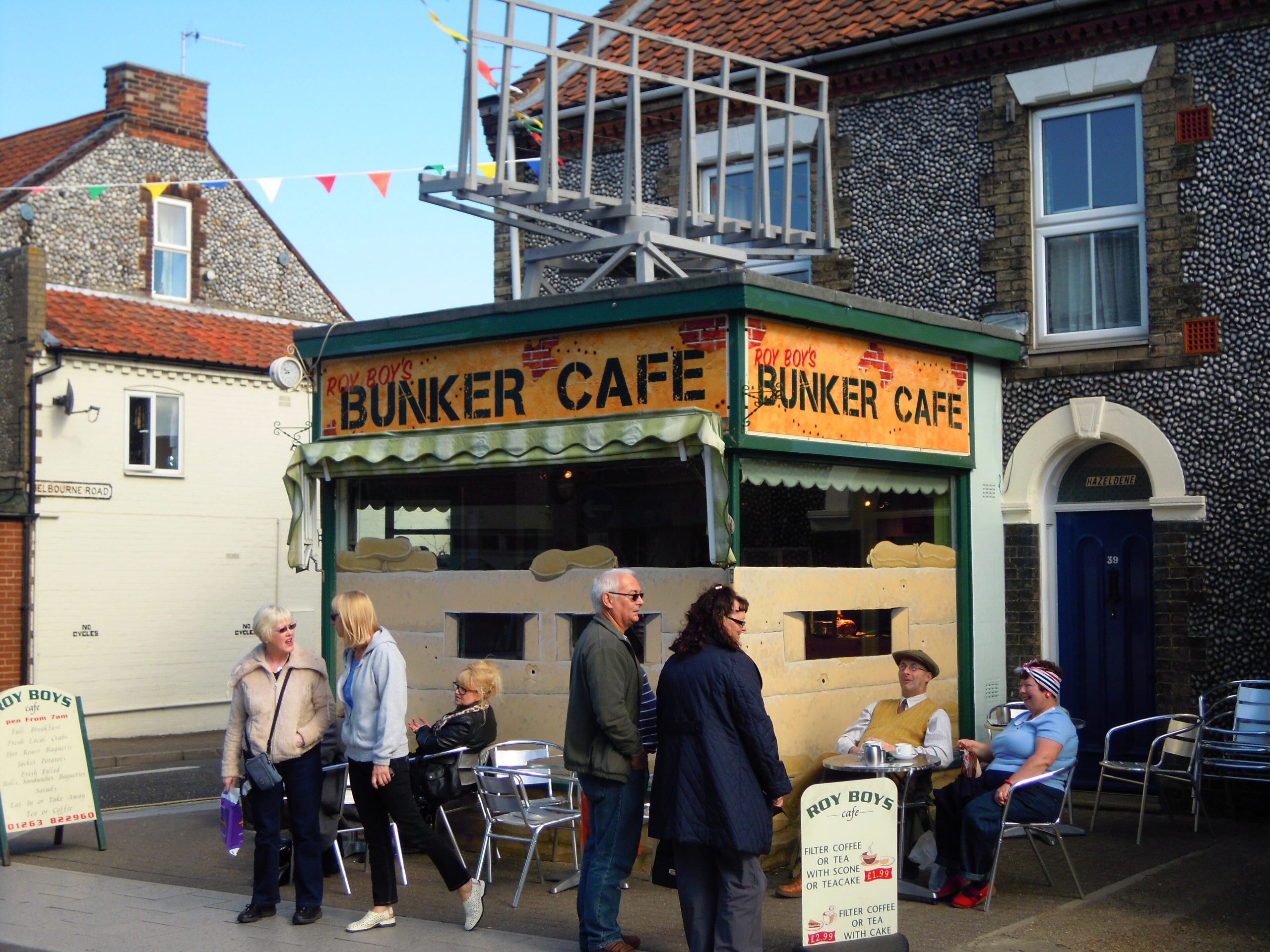 Visitors outside the Bunker Cafe during Sheringham's 1940s weekend