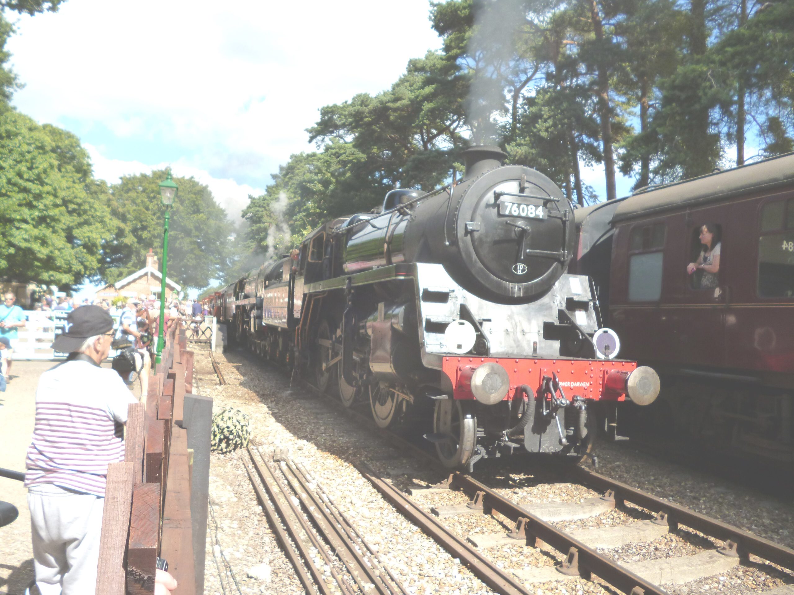 A steam locomotive at Holt station on the North Norfolk Railway